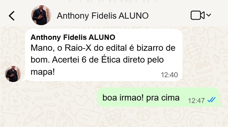 Mensagem de feedback enviada por Anthony Fidelis