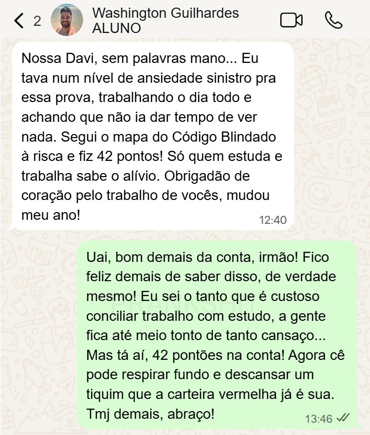 Mensagem de feedback enviada por Washington Guilhardes